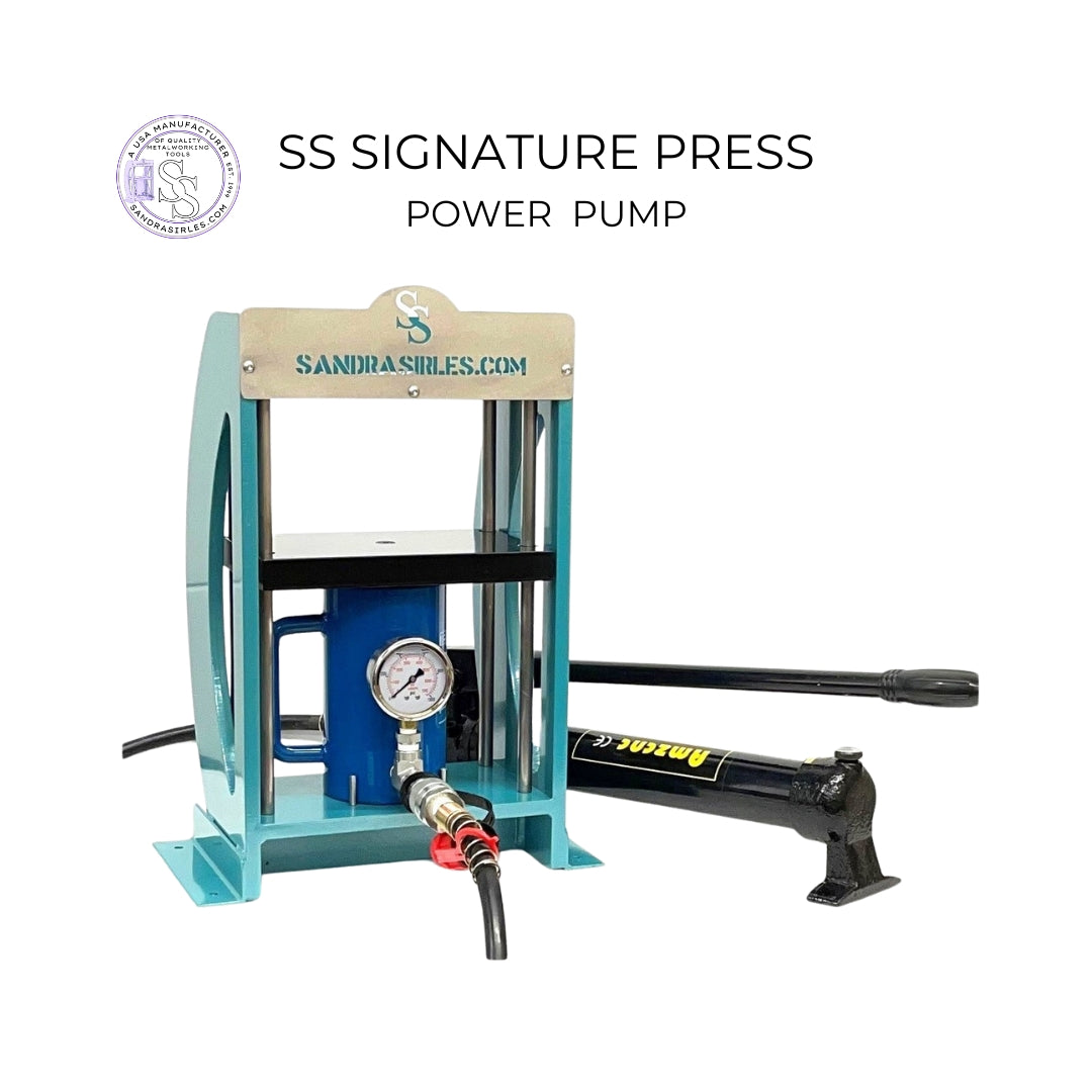 SS SIGNATURE HYDRAULIC JEWELRY PRESS 20 OR 30-TON CYLINDER W/GAUGE-HYDRAULIC MANUAL POWER PUMP